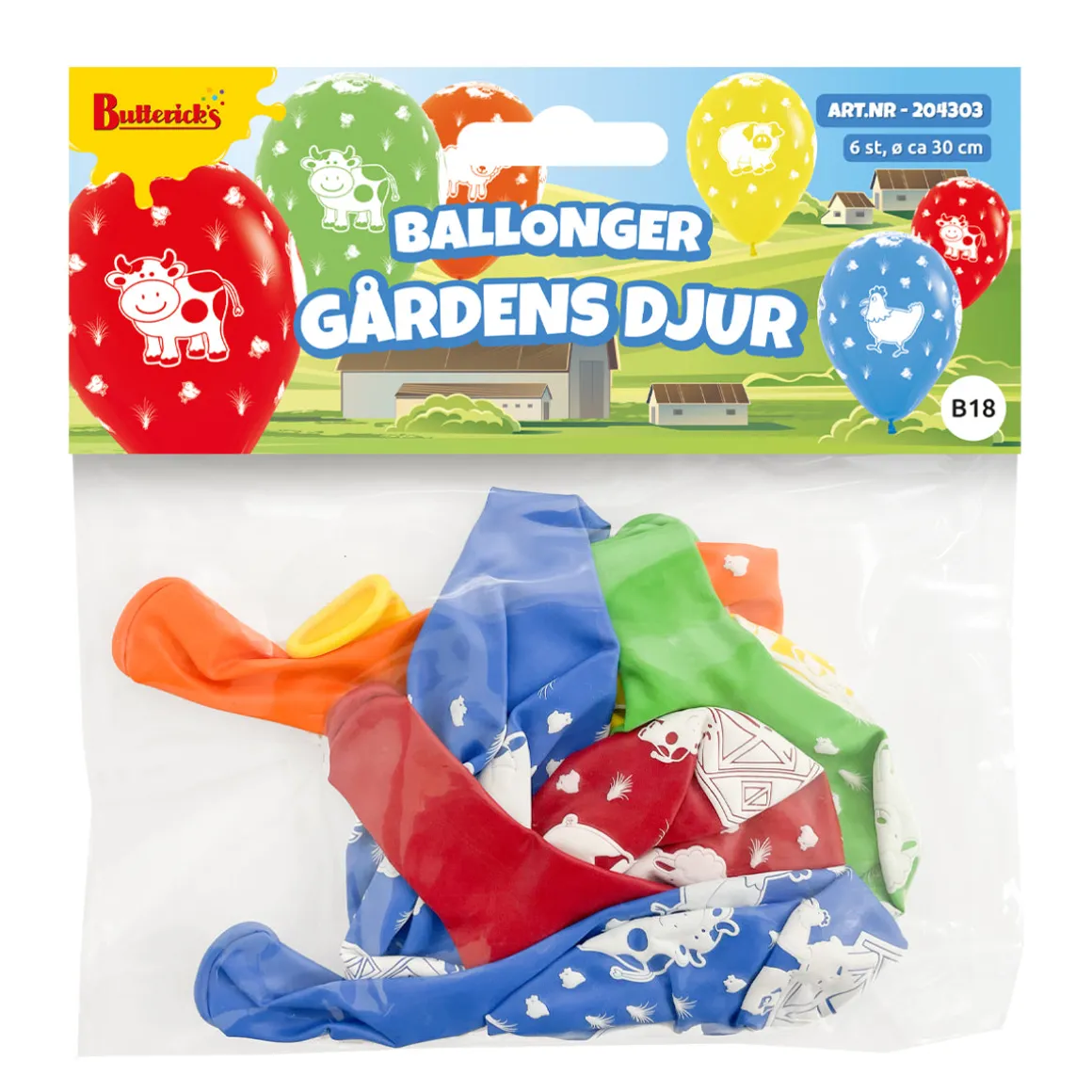 Ballonger, gårdens djur 6 st