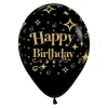 Ballonger, happy birthday svart 6 st