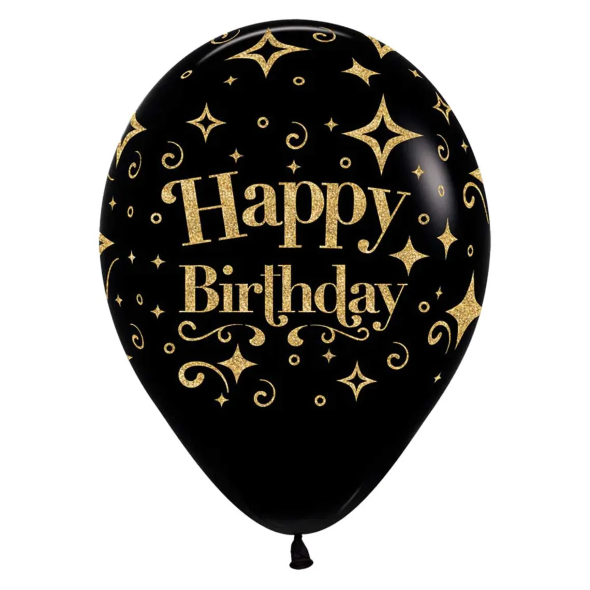 Ballonger, happy birthday svart 6 st