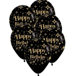Ballonger, happy birthday svart 6 st