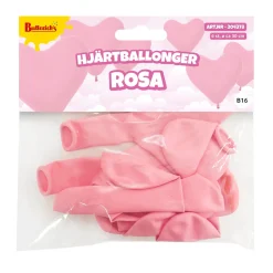 Ballonger, hjärta ljusrosa 6 st