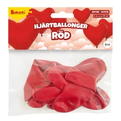 Ballonger, hjärta röd 6 st