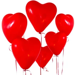 Ballonger, hjärta röd 6 st