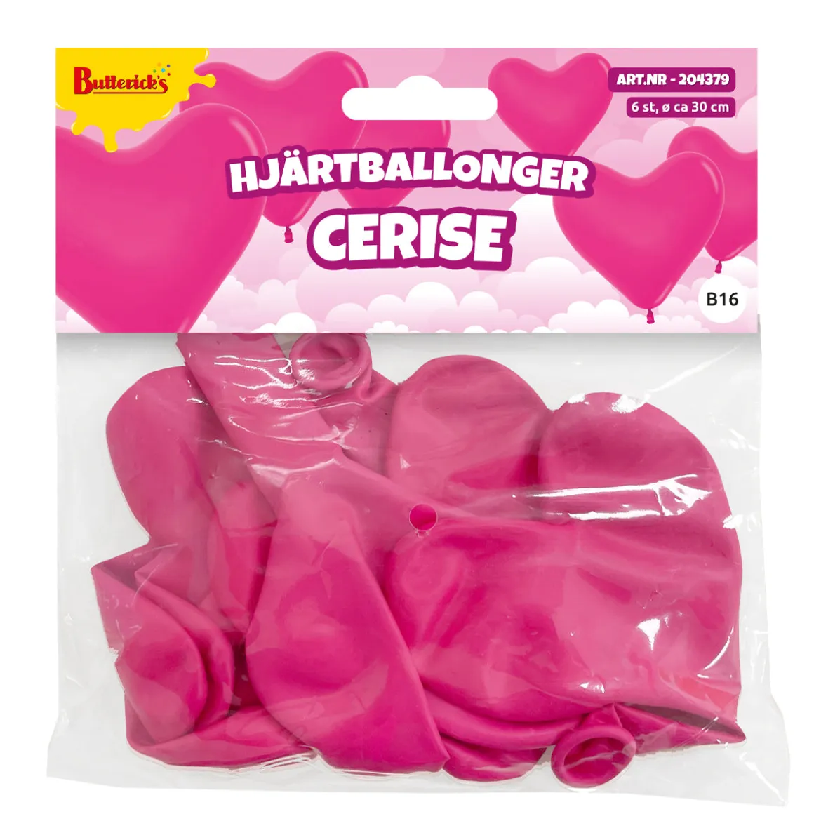 Ballonger, hjärta rosa 6 st
