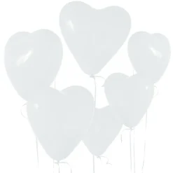 Ballonger, hjärta vit 6 st