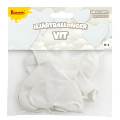 Ballonger, hjärta vit 6 st