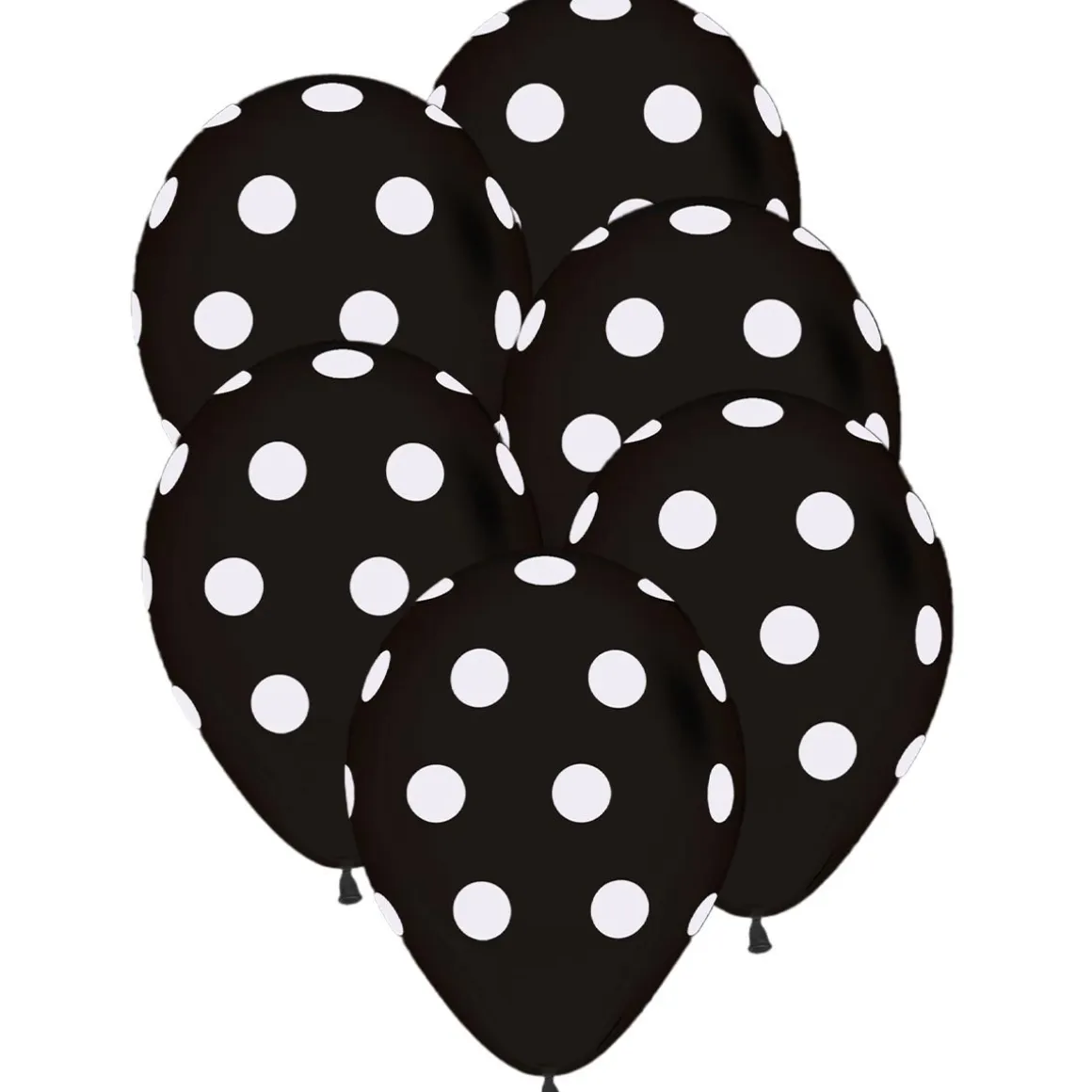 Ballonger, prickiga svart/vit 6 st