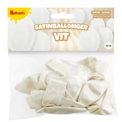 Ballonger, satin vit 10 st