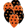 Ballonger, svart/orange prickar 6 st