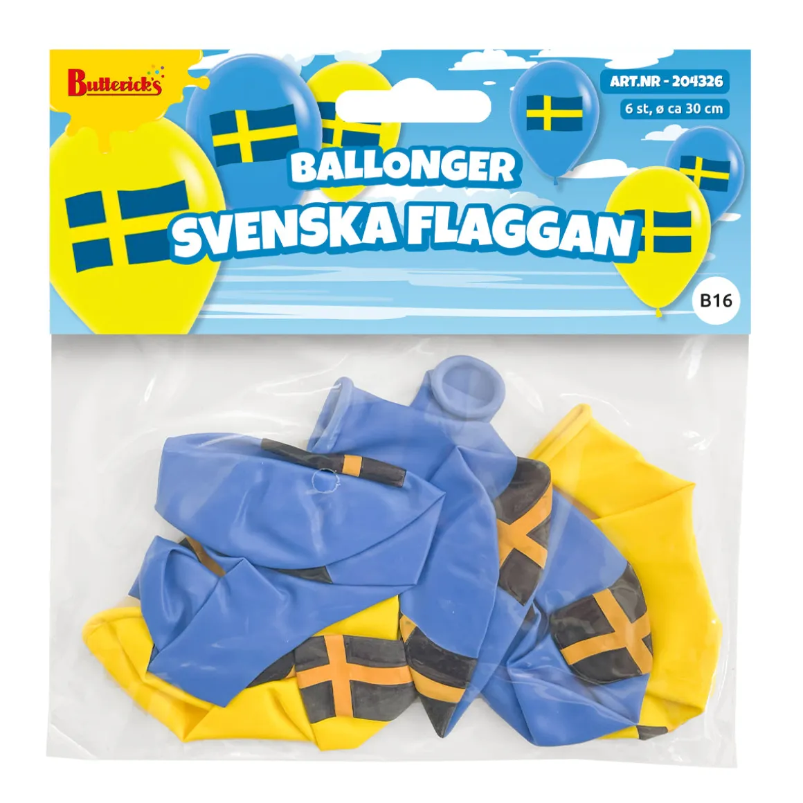 Ballonger, svenska flaggan 6 st