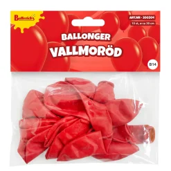 Ballonger, vallmoröd 30 cm 10 st