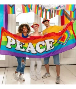 Banner, regnbåge peace 74x220 cm