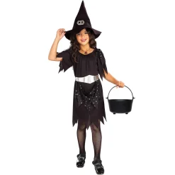 Barndräkt, häxa glitter inkl hatt