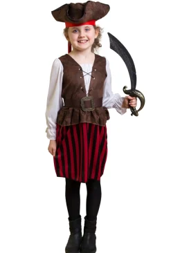 Barndräkt, randig piratklänning 110/116 cl