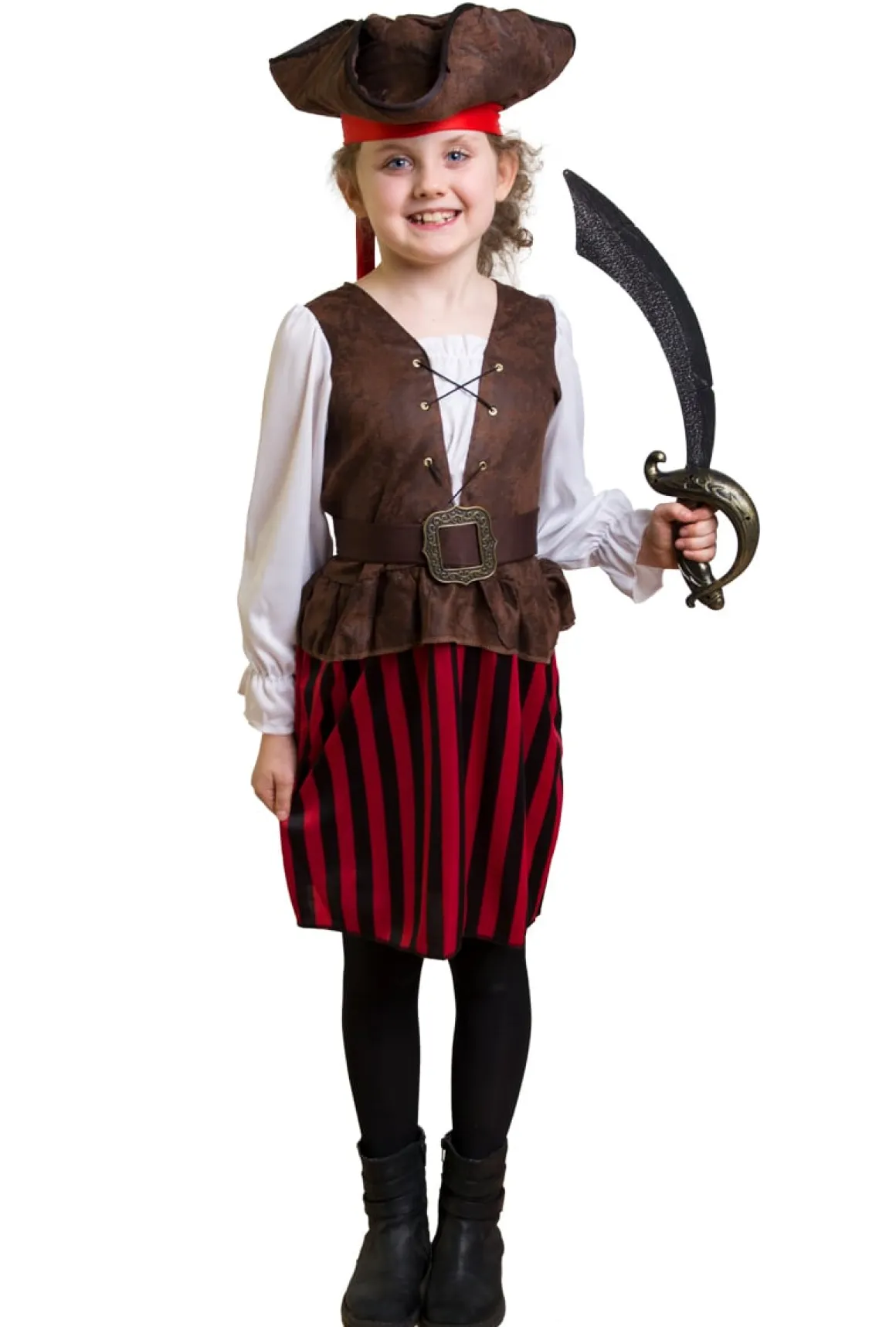 Barndräkt, randig piratklänning 110/116 cl