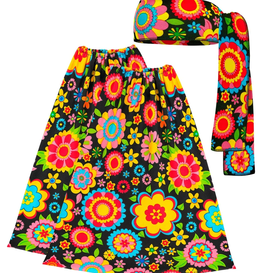 Benvärmare & pannband, färgglada blommor