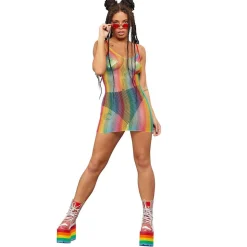 Bodysuit, Fever Rainbow Fishnet Dress