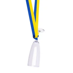 Champagneglas med blå gult band 22 cm
