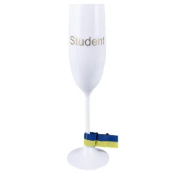 Champagneglas student guld med band, 24 cm