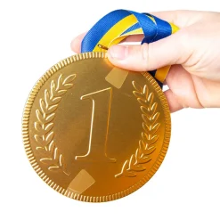 Chokladmedalj, blågult band