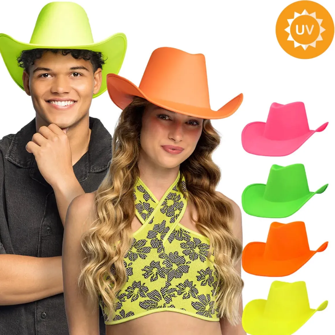 Cowboyhatt, neon grön