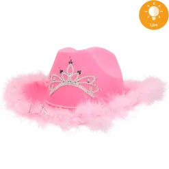 Cowboyhatt, rosa LED