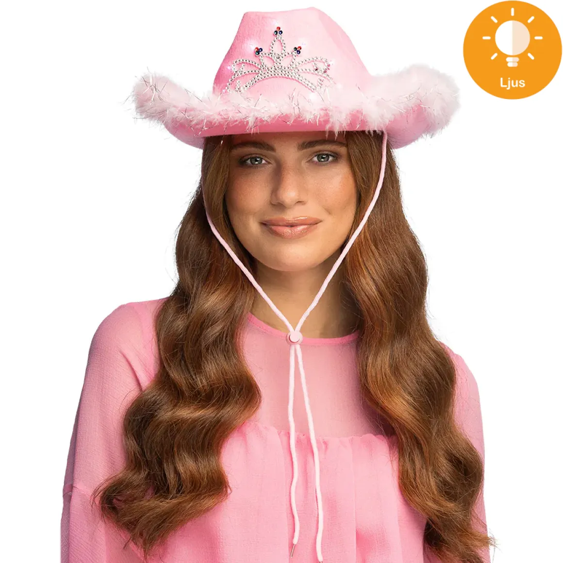 Cowboyhatt, rosa LED