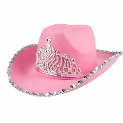 Cowboyhatt, tiara och glitter rosa