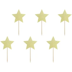 Cupcake toppers, stjärnor guld 6 st