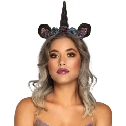 Diadem, enhörning svartglitter