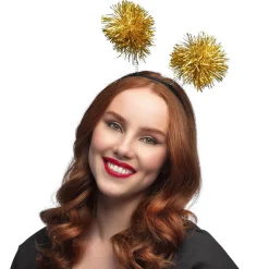 Diadem, pompom guld