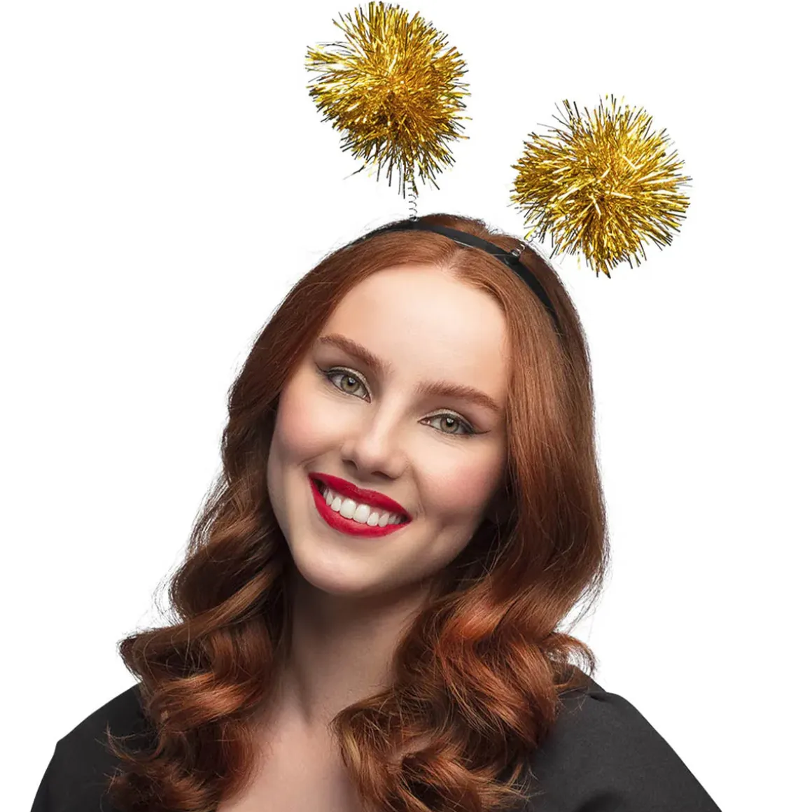 Diadem, pompom guld