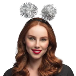 Diadem, pompom silver