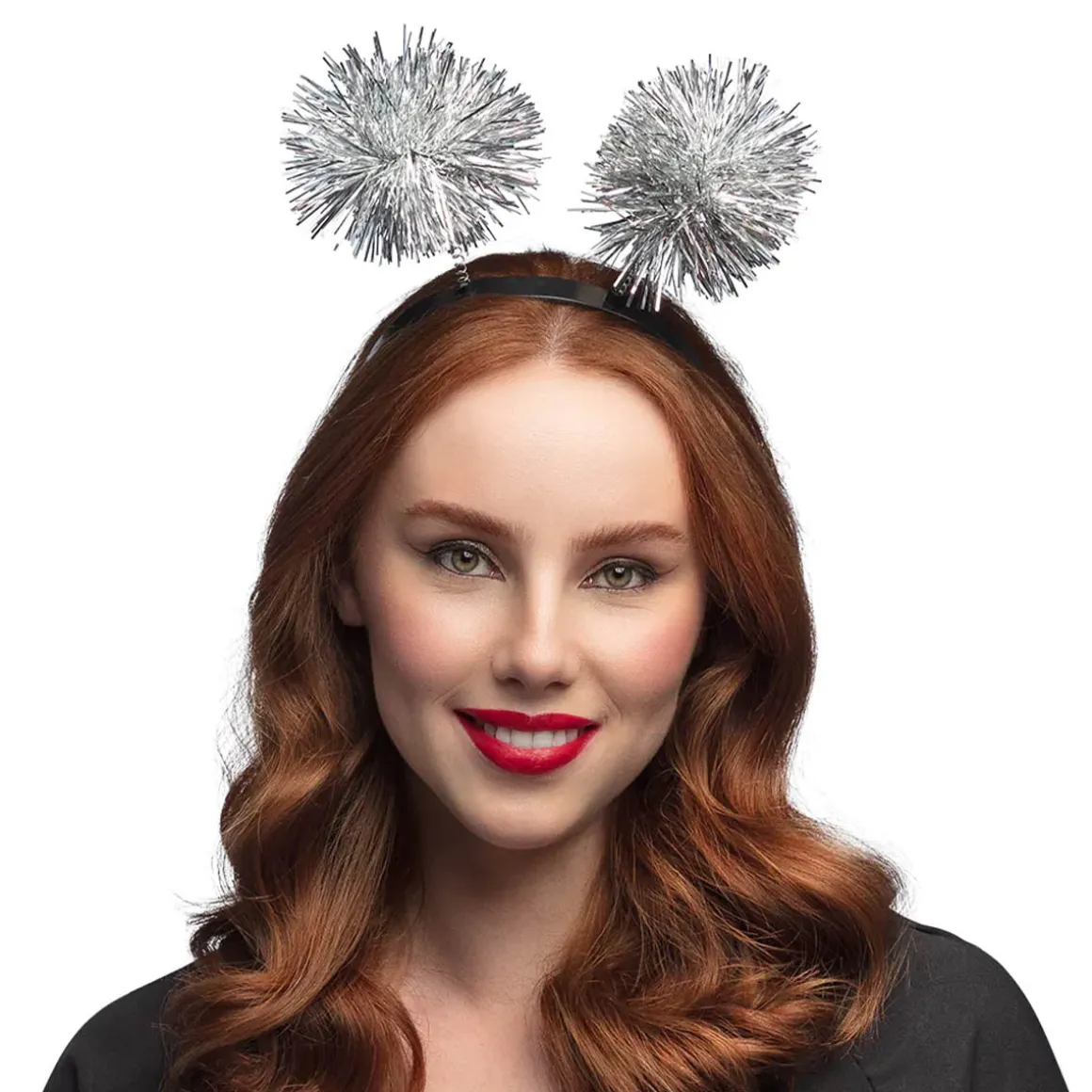 Diadem, pompom silver