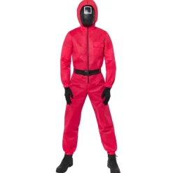 Dräkt med mask, Squid game guard deluxe XL