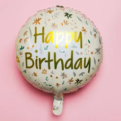Folieballong, birthday cute flowers pink 45 cm