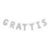 Folieballong, girlang grattis silver