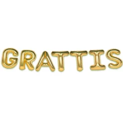 Folieballong, girlang grattis guld 35 cm