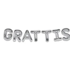 Folieballong, girlang grattis silver 35 cm