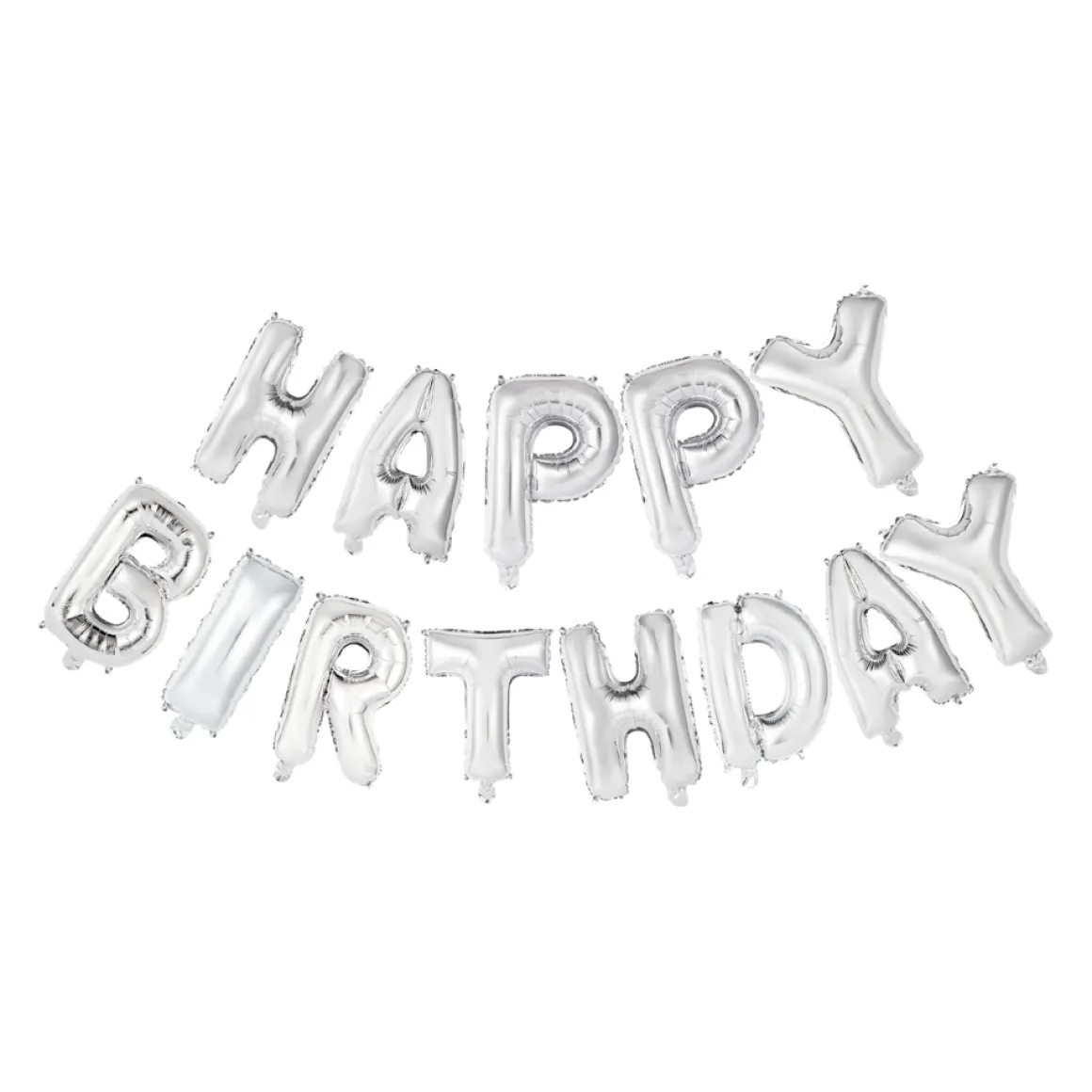 Folieballong, girlang happy birthday silver