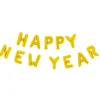 Folieballong, girlang happy new year guld