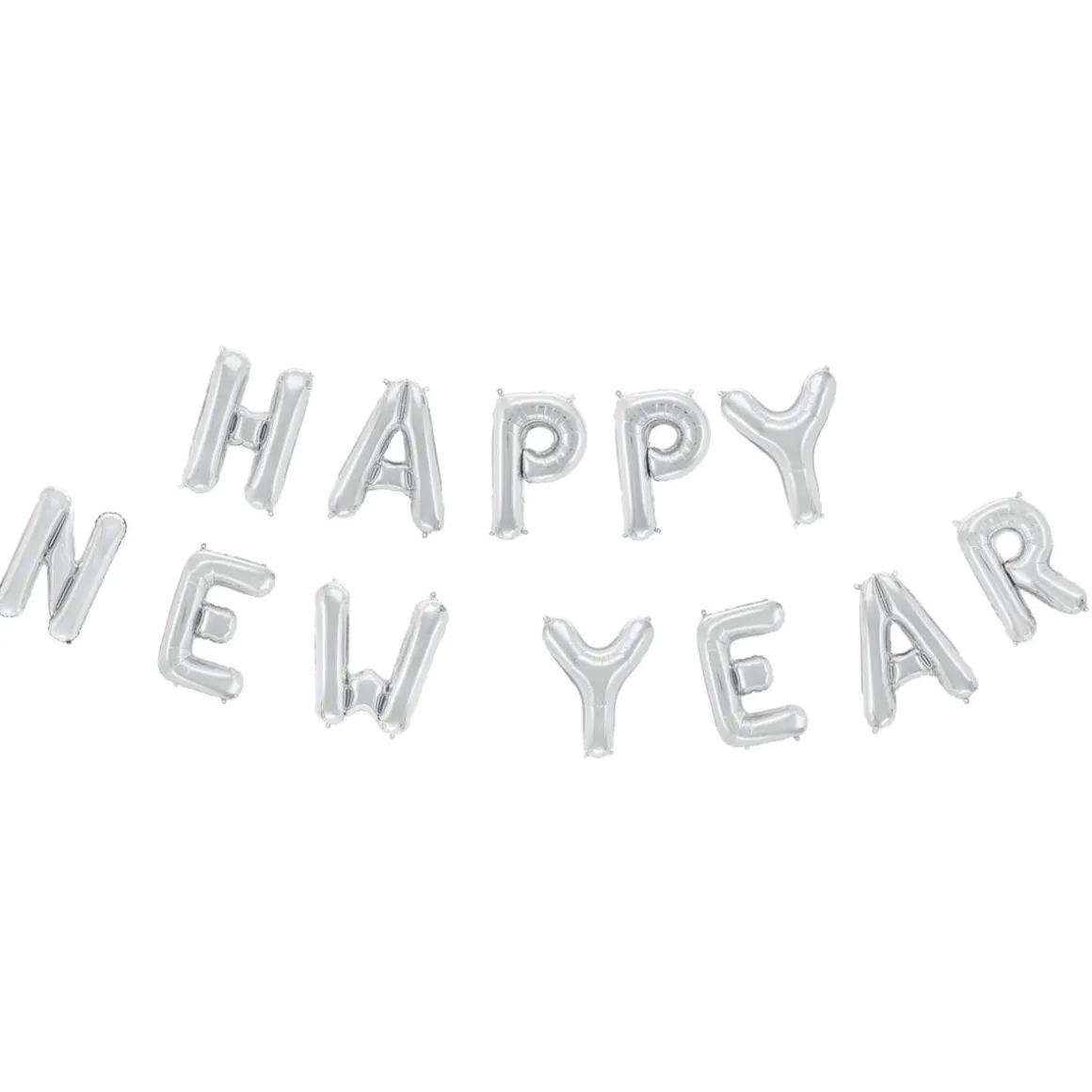 Folieballong, girlang happy new year silver