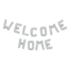 Folieballong, girlang welcome home silver