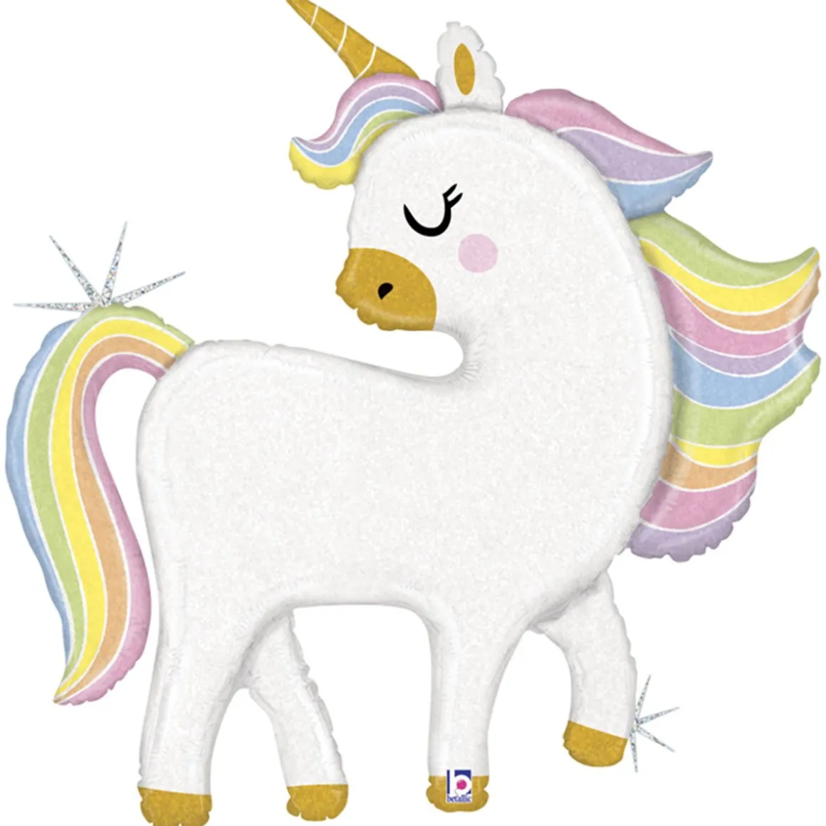 Folieballong, Glitter Pastel Unicorn 123 cm