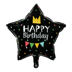 Folieballong, happy birthday svart 46 cm