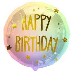 Folieballong, happy birthday ombre & stars 45 cm