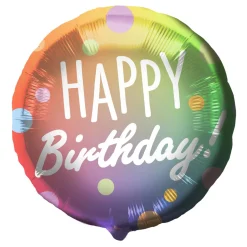 Folieballong, happy birthday dots multi colors 45 cm