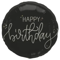 Folieballong, happy birthday crème noir 45 cm