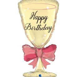 Folieballong, happy birthday glass shape 73 cm