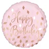 Folieballong, happy birthday rosa 43 cm